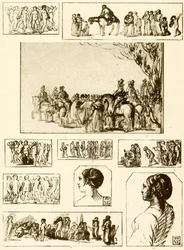 Reigentänze, Kopfstudien und Figurengruppen
