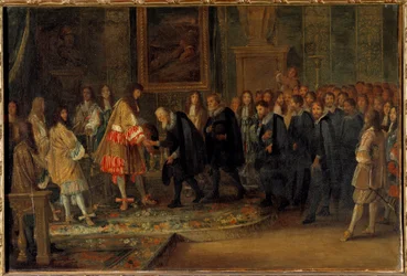 König Ludwig XIV. empfängt Schweizer Botschafter im Louvre 11.11.1663