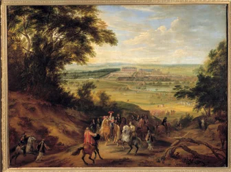 Blick auf das Schloss von Versailles, aufgenommen von den Höhen von Satory