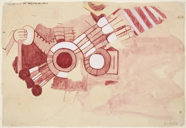 Kopie eines Fragmentes eines Gemäldes aus der Casa de Barrios, Teopancaxco, Teotihuacan, Bundesstaat Mexiko