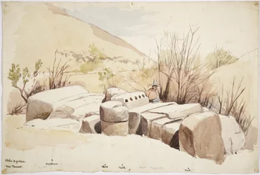 Gefallene Statue bei Texcoco, Mexiko