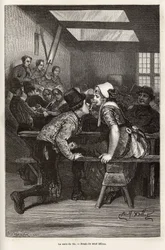 An Jahrmärkten bieten die Bauern jungen Mädchen süße Liköre an, das gleiche Glas dient allen und wird von Mund zu Mund gereicht, oft gefüllt, und ermöglicht es dem jungen Bewerber, sein Werben zu machen, im Rhythmus des Orchesters und der Tänze, Gravur