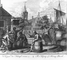 „Das Küfern der Heringsfässer“ (Nr. 3 aus der Serie Heringsfang)