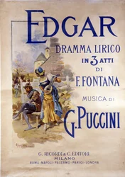 Plakat für die Oper „Edgar“ des Komponisten Giacomo Puccini (1858-1924) von Adolfo Hohenstein