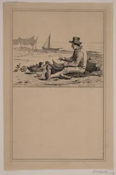 Der Fischer und die Ente. Nr. 17 in Chr. Winther und M. Rørbye, "25 Bilder für kleine Kinder"