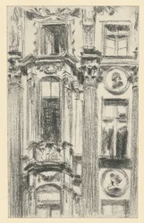 Detail des Mittelrisalits des Palais du Saxe in Dresden