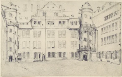 Die Westseite des Großen Schlosshofes in Dresden