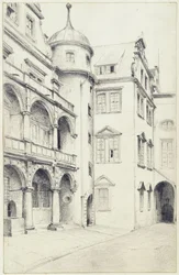 Die südwestliche Ecke des Kleinen Schlosshofes in Dresden