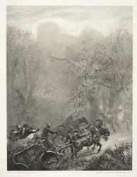 Essay über Stein mit Pinsel und Schaber: Der Gefangenentransport durch einen Wald, 1851