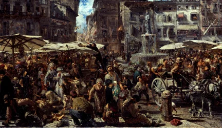 Piazza delle Erbe in Verona, 1884