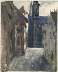 Straße und St. Sebaldkirche in Nürnberg
