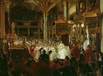 Die Krönung von Wilhelm I. zum König von Preußen im Schloss Königsberg 1861, 1861