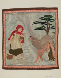 Detail der Bettdecke Rotkäppchen, ca. 1941