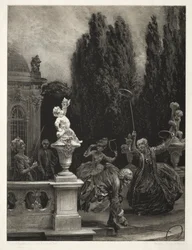 Essay über Stein mit Pinsel und Schaber: Spielen mit Reifen auf der Schlossterrasse
