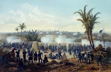 Schlacht von Veracruz, General Scotts Truppen greifen die Stadt an und erobern sie