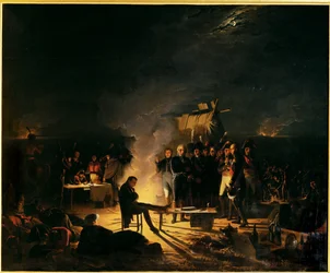 Biwak von Napoleon auf dem Schlachtfeld von Wagram Nacht vom 5. auf den 6. Juli 1809