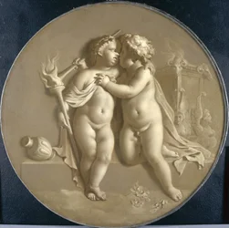 Zwei Putti mit Flammen der Liebe, Allegorie der Liebe, 1696