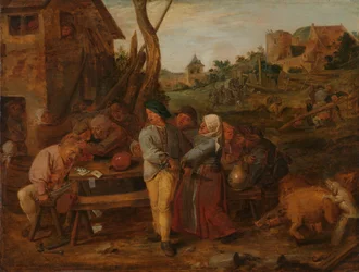 Kartenspiel vor einer Landtaverne, um 1628-1630