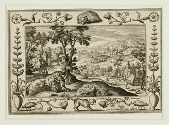 Juda und Tamar, aus Landschaften mit alten und neuen Testamentsszenen und Jagdszenen