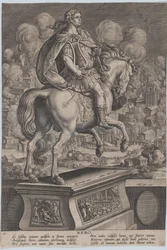 Tafel 6: Reiterstatue von Nero, von hinten gesehen, der Große Brand von Rom, ca. 1587-89