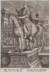 Tafel 9: Reiterstatue von Vitellius, dreiviertel nach links gesehen, ca. 1587-89