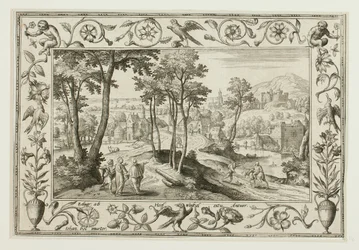 Die Reise nach Emmaus, aus Landschaften mit alten und neuen Testamentsszenen und Jagdszenen
