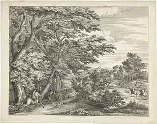 Landschaft mit Hirschjagd