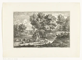 Landschaft mit zwei Hirtinnen am Wasser
