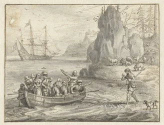 Celadon bittet Piraten, ihn mit seiner entführten Frau Galatea mitzunehmen