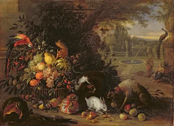 Stillleben in einem Garten, ca. 1700