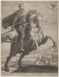 Kaiser Rudolf II. auf einem sich aufbäumenden Pferd