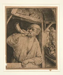 Bäcker bläst sein Horn