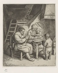 Familie am Tisch vor der Mahlzeit