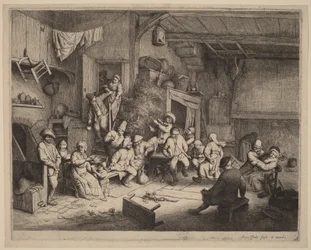 Bauern feiern in einem Gasthaus