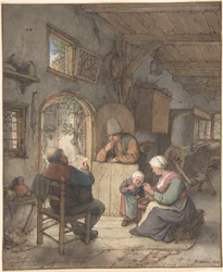 Das Lesen der Nachrichten im Weberhaus