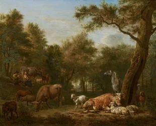 Waldlandschaft mit Vieh