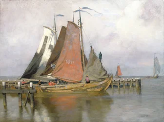 Fischerboote verlassen den Hafen von Zuyderzee, 1899