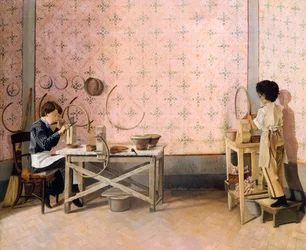 Kinderarbeit in Alabaster, von Adriano Cecioni (1836-1886)