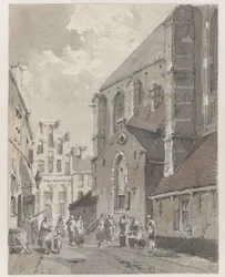 Ansicht von Amersfoort, rechts ein Teil der St. Joriskerk