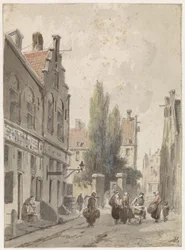 Stadtansicht mit einem Hausierer