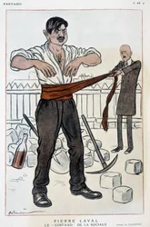 Karikatur von Pierre Laval, der starke Sozialist - Illustration von Adrien Barrere in „Fantasio“ vom 01.09.1925