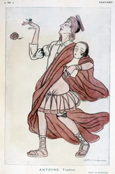 Komödienzeichnung von Barrere über André Antoine (1858-1943), französischer Regisseur, Theoretiker, Schauspieler und Theaterdirektor - in „Fantasio“ vom 15.01.1927