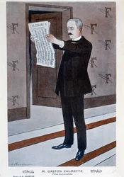 Porträt von Gaston Calmette, Direktor des Figaro, von Barrère, „Fantasio“