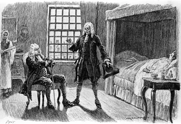 Gravur von Adrien Moreau, die „Candide“ von Voltaire illustriert