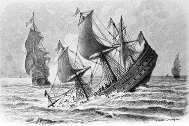 Gravur von Adrien Moreau (1843-1906) zur Illustration von „Candide“ von Voltaire (1694-1778)