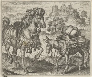 Fabel vom unzufriedenen Esel und dem Schlachtross