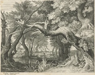 Hirschjagd an einem Waldsee