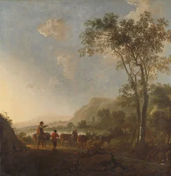 Landschaft mit Hirten und Vieh