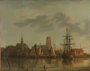 Ansicht von Dordrecht bei Sonnenuntergang