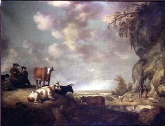 Landschaft mit Hirten, die Musik machen